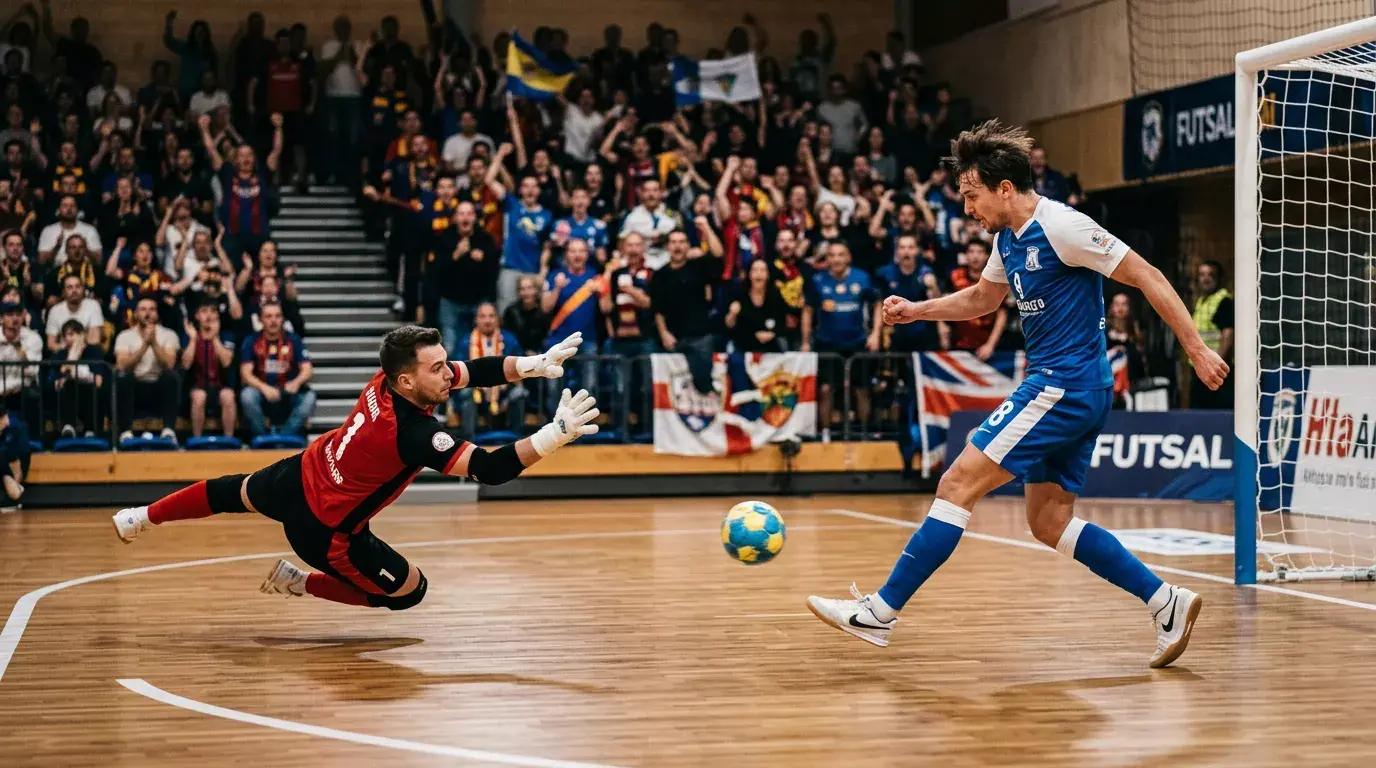 Schnelle Futsal-Partie in der Halle mit torreichem Spielverlauf als Grundlage für Über-Unter-Wetten und Quoten